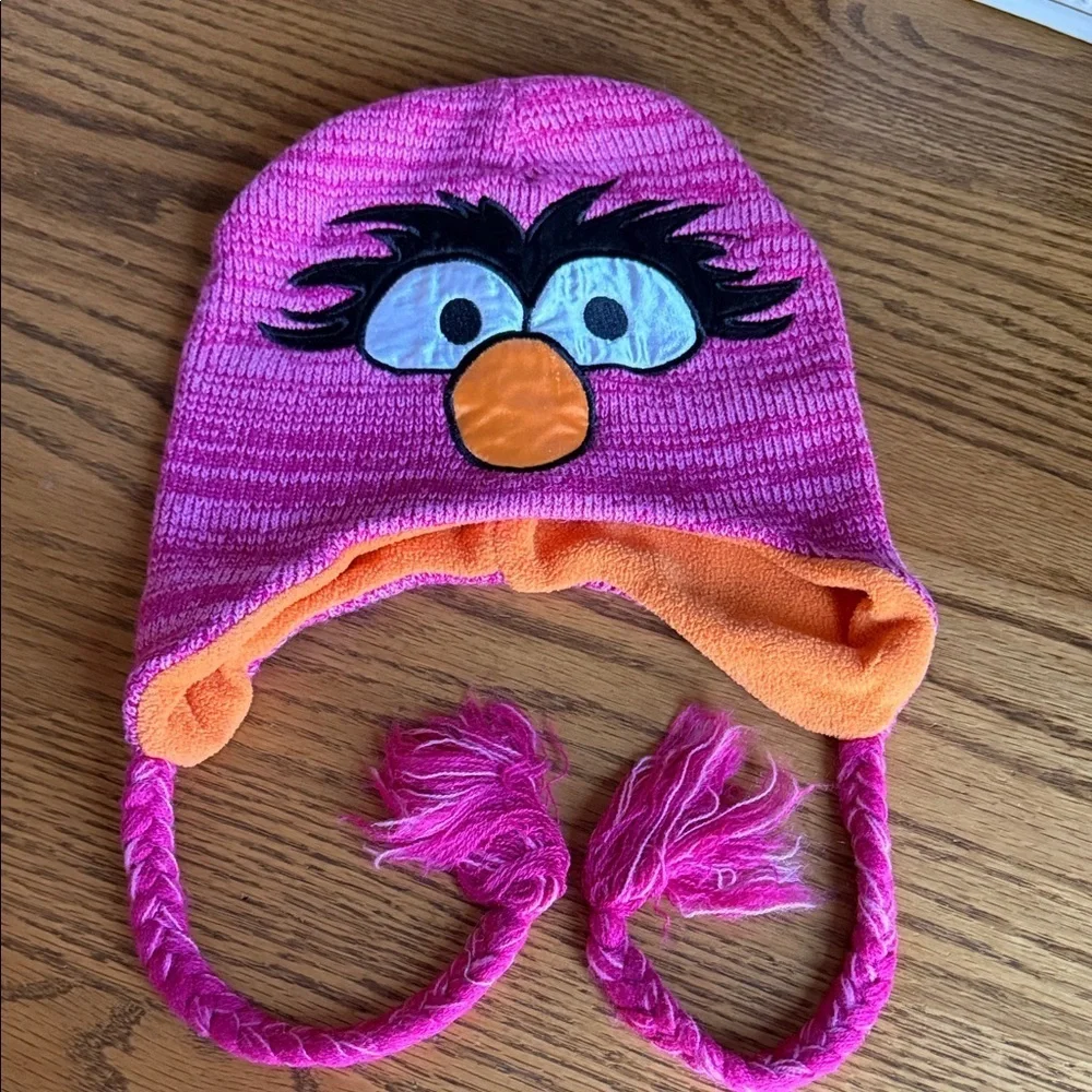 Disney Muppet Pink and Orange Knit Hat with Character Design